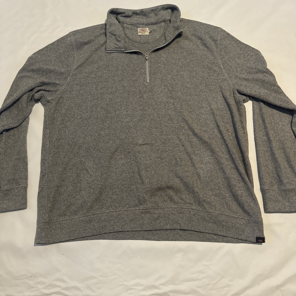 Faherty 1/4 Zip Legend Sweater Pullover XXL Mens Gray Bias‎ Striped Preppy